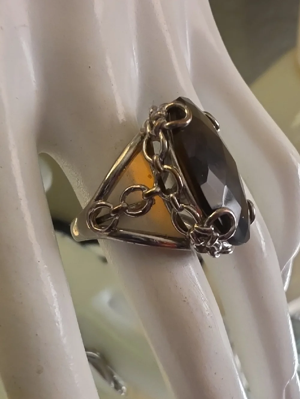 VINTAGE SMOKY QUARTZ Sz 7 Ladies Cocktail Ring, EUC More Detail In Descript.